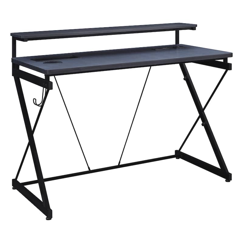 Emulator Battlestation Gaming Desk with RGB LED Lights - Black