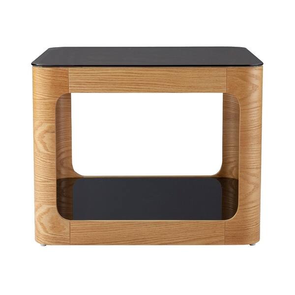 Shop 23 Brown And Black Square Glass Two Tier End Table Overstock 32495038