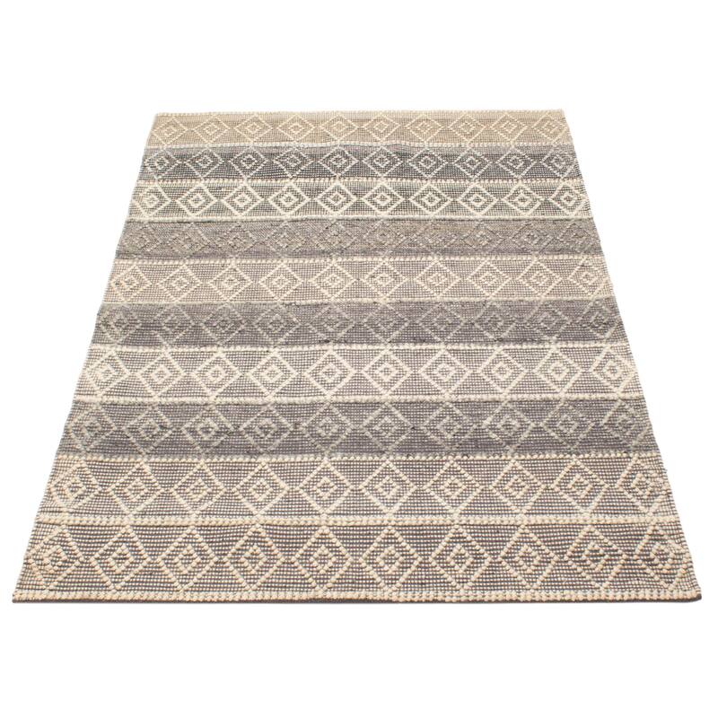 ECARPETGALLERY Braid weave Sienna Grey Wool Rug - 5'0 x 7'9