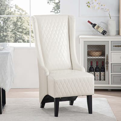 White Modern 23.03" High Back Upholstered Accent Chair with Solid Wood Frame