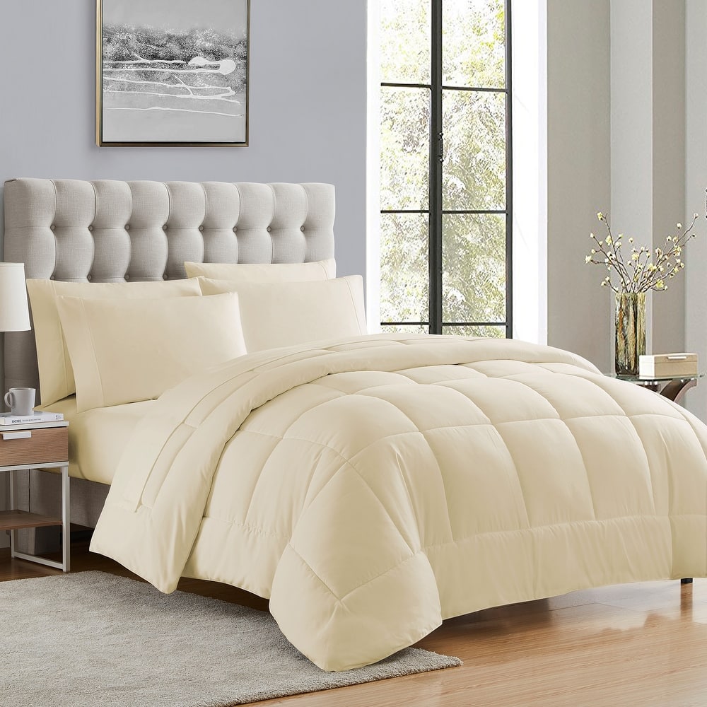 Sweet Home Collection All Season Bed in A Bag Solid Color Comforter & Sheet Set Ultra Soft Bedding