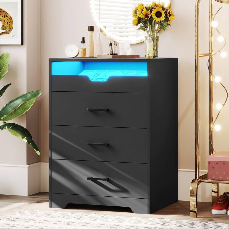 Dresser with LED Lights for Bedroom Double Dresser with 3/6 Drawers