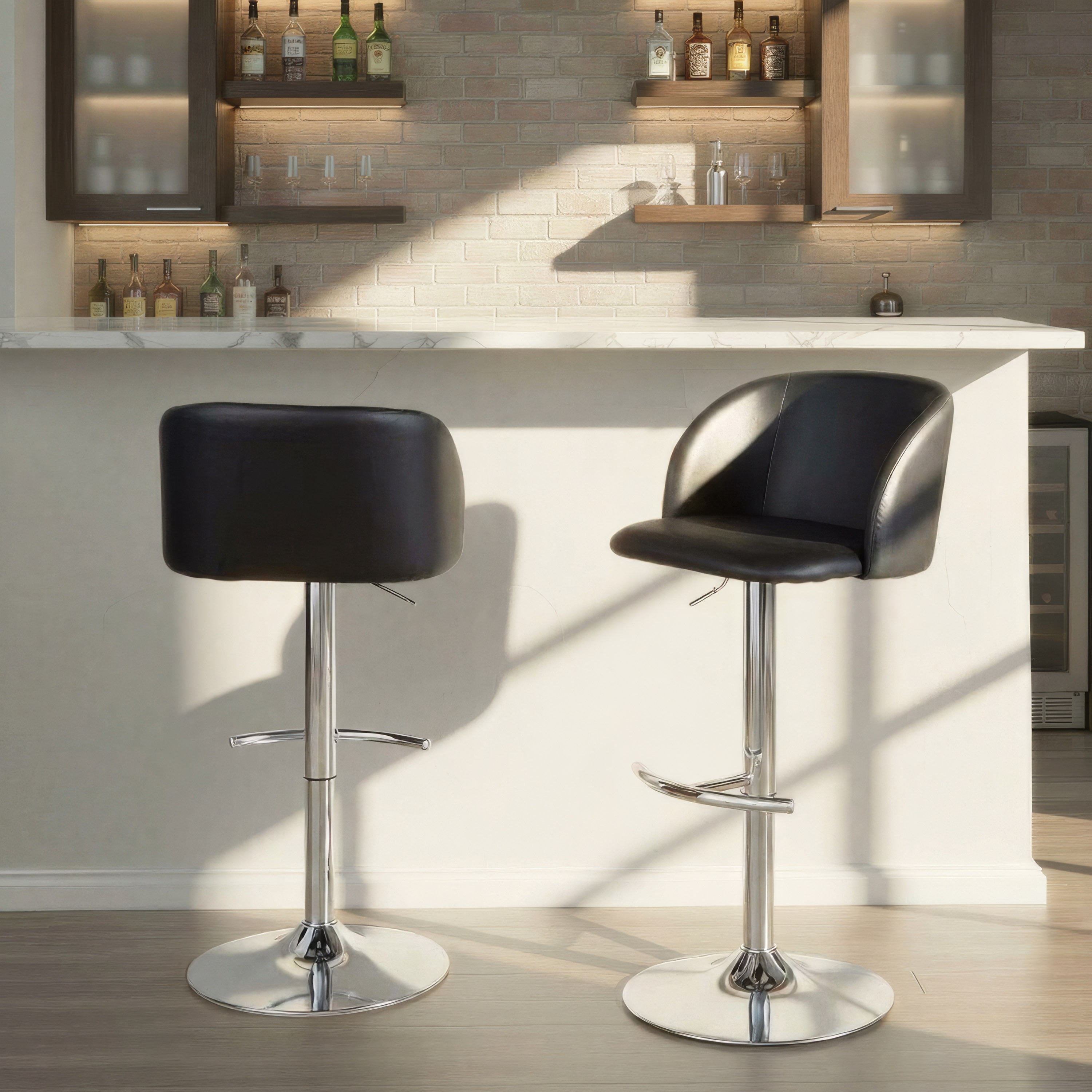 Silver Orchid Harding Adjustable Bar Stool with Rounded T Footrest (Set of 2)