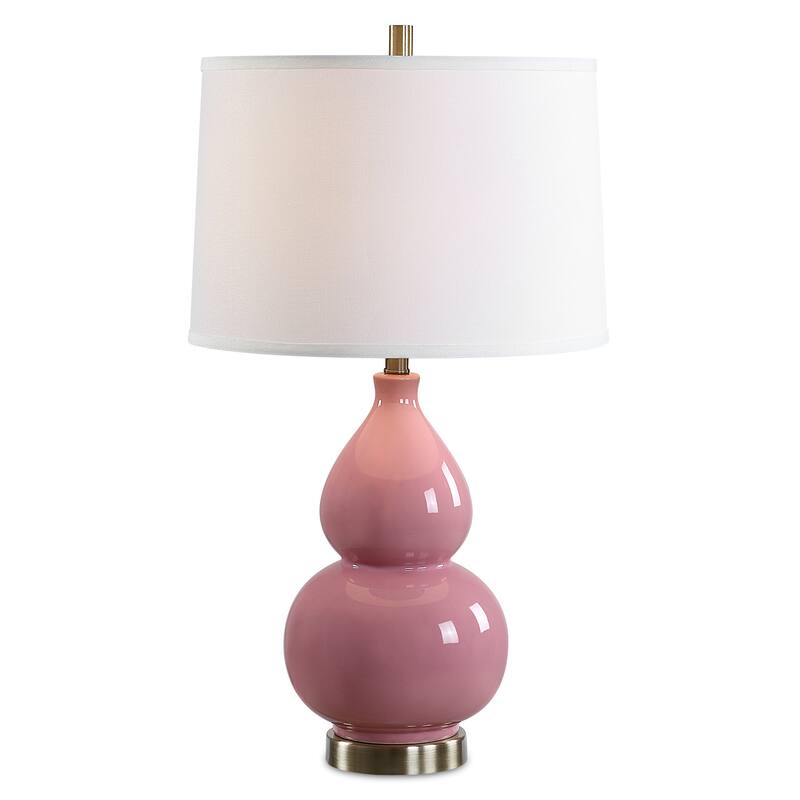 Strick & Bolton Ceramic Glazed Metal Table Lamp - Bubblegum-Pink