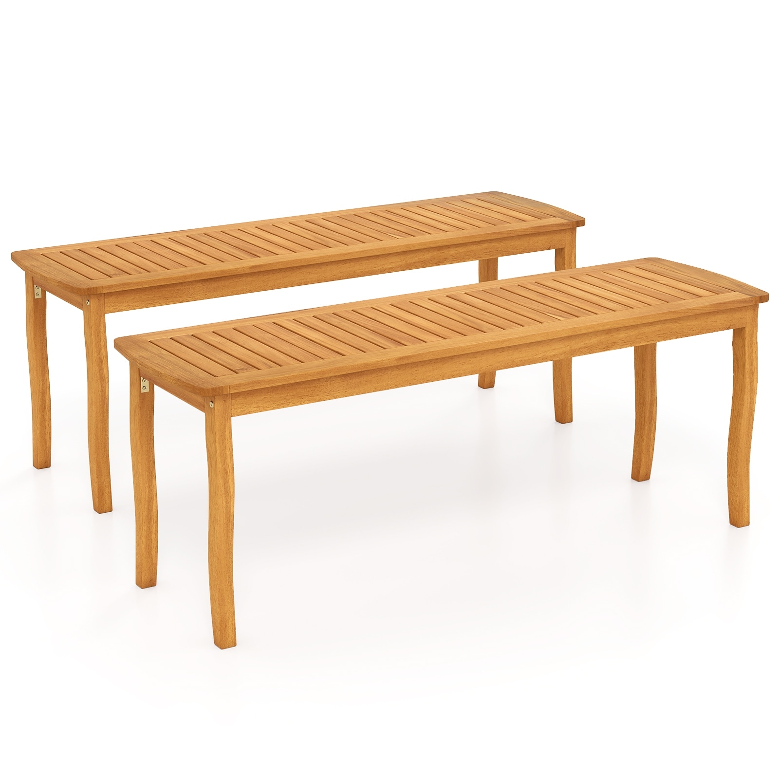 Gymax 2PCS 47'' Long Patio Dining Bench w/ Slatted Seat Backless