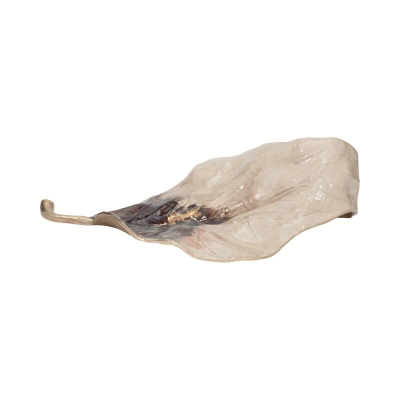 Sagebrook Home Metal Modern Glam Two Tone Novelty Leaf Table Decor