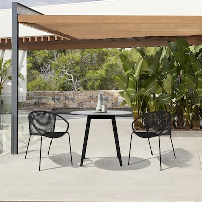 Snack Modern Rope Woven Outdoor Patio Stackable Dining Chairs - Set of 2