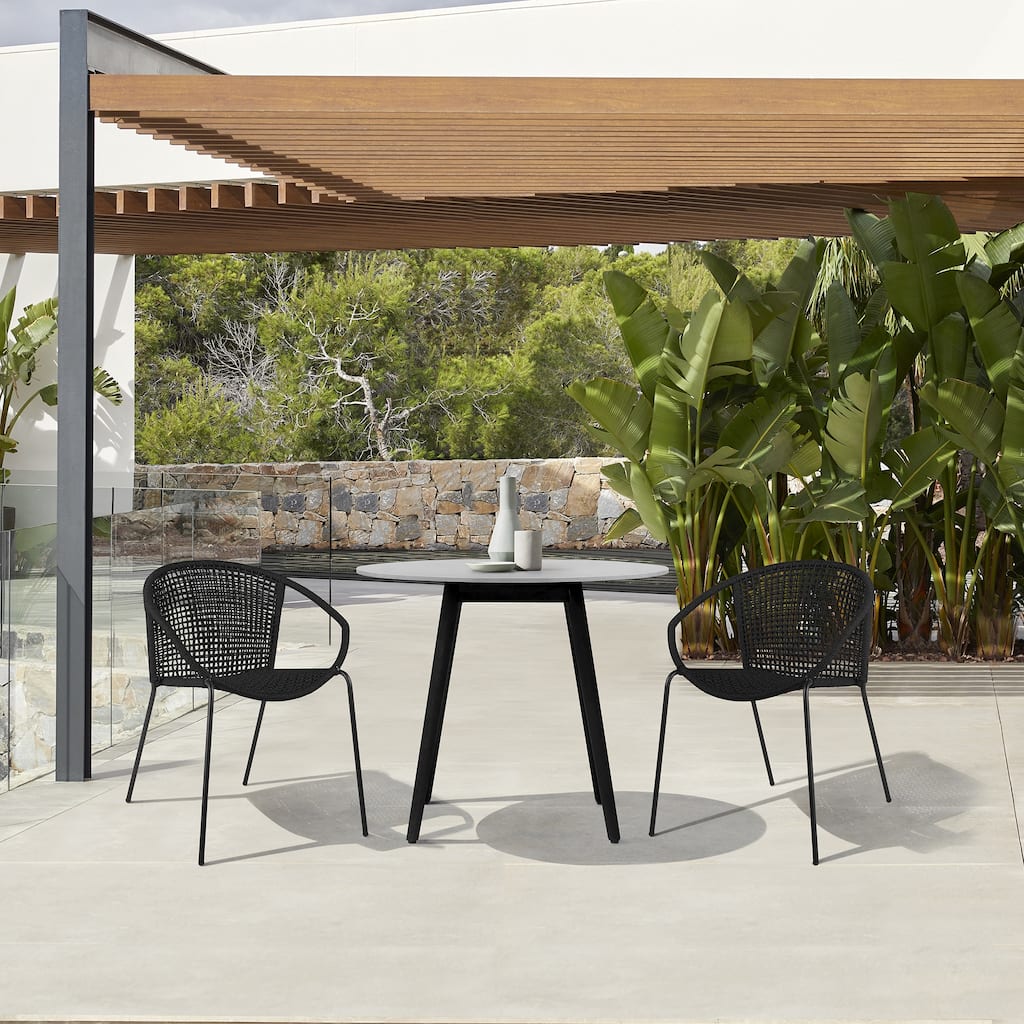 Snack Modern Rope Woven Outdoor Patio Stackable Dining Chairs - Set of 2