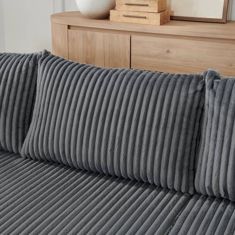 Compact Modular Sectional Sofa, Compressed Corduroy Cloud Couch, No Assembly Space Saving Sofa for Apartment