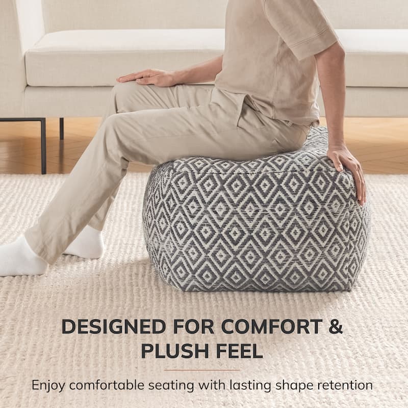 Jani 22-inch Ottoman Pouf - Handcrafted Handmade Ottoman for Seating, Footrest, Home Decor for Living Room, Bedroom
