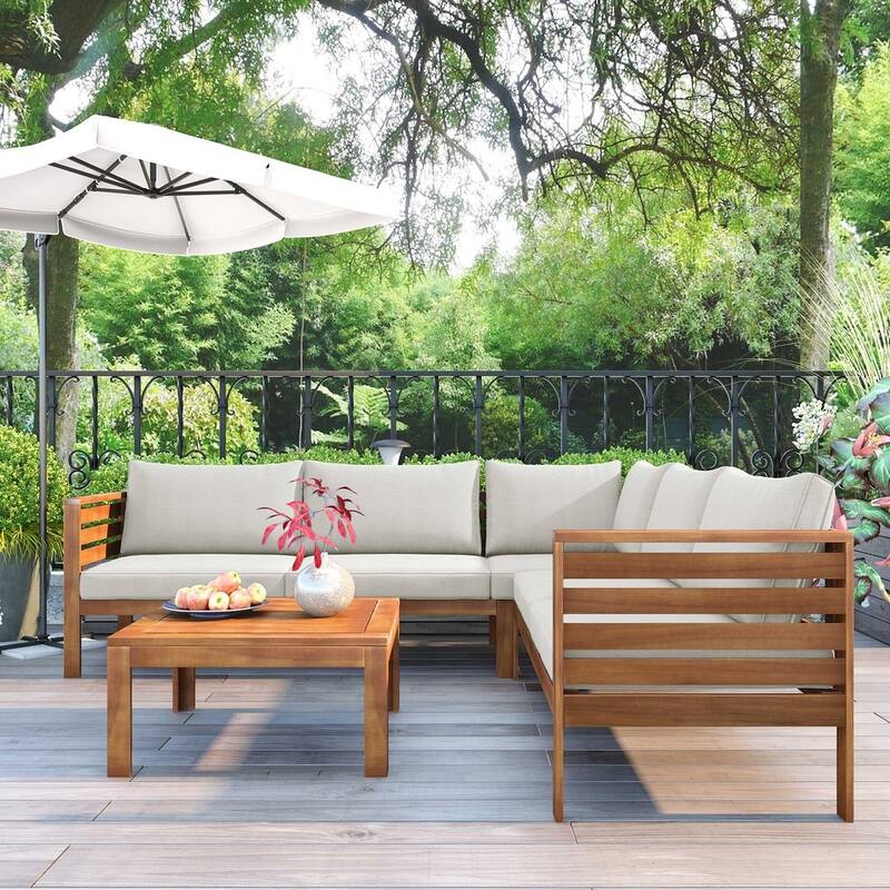 4 PCS Exotic design acacia wood outdoor sofa set