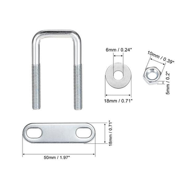 Unique Bargains Square U-Bolts 3-1/2inch(90mm) Inner Width Carbon Steel M8 With Nuts Frame Plate Round Washers 2 Sets In The Specialty Bolts Department At - Foto 6