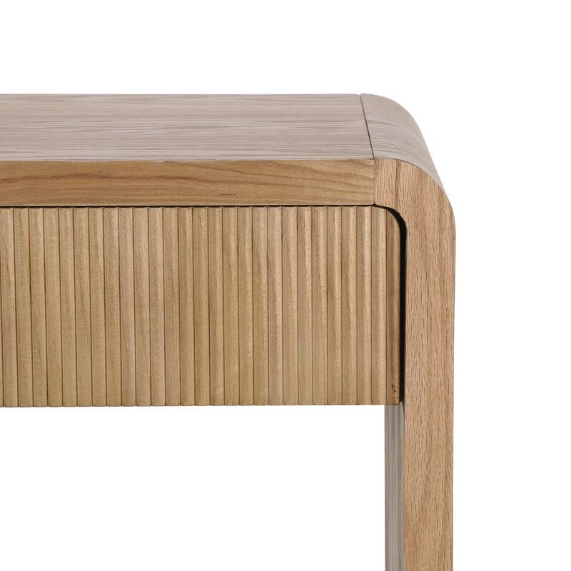Modern 59" Console Table with 3 Drawers, Vertical Slats and Round Edge Design for Entryway or Hallway