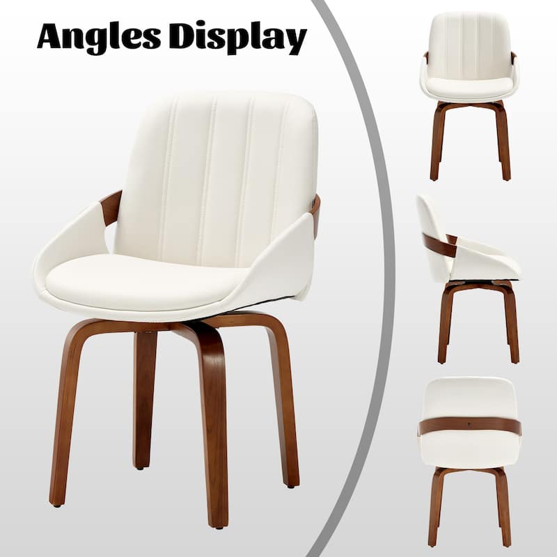 Upholstered Modern Faux Leather Swivel Dining Chairs Bentwood Side Chairs, Set of 2/4/6