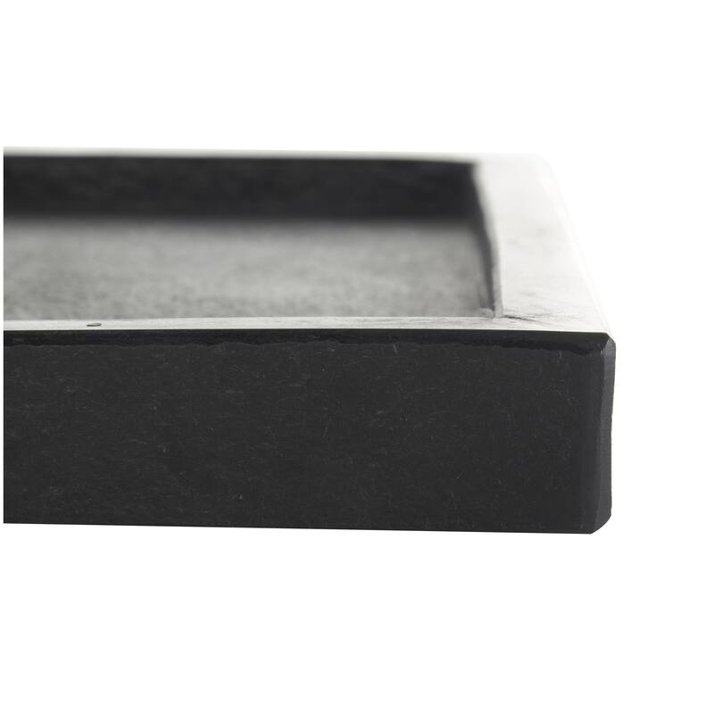 Marble Minimalistic Textured Square Living Room Decor Tray - Set of 2 Black - Roche River Decor