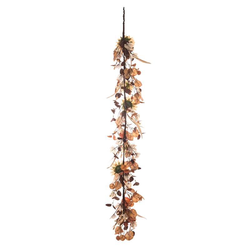 Transpac Fabric 60 in. Multicolor Harvest Sunflower Garland