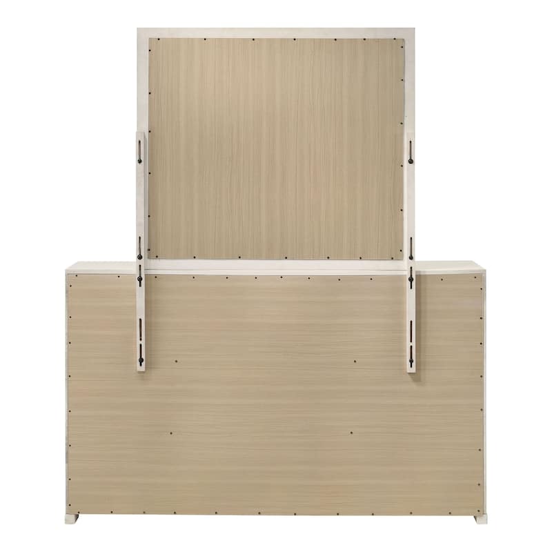 Furniture of America Watella Modern 2-Piece White Solid Wood 6-Drawer Dresser and Mirror Set