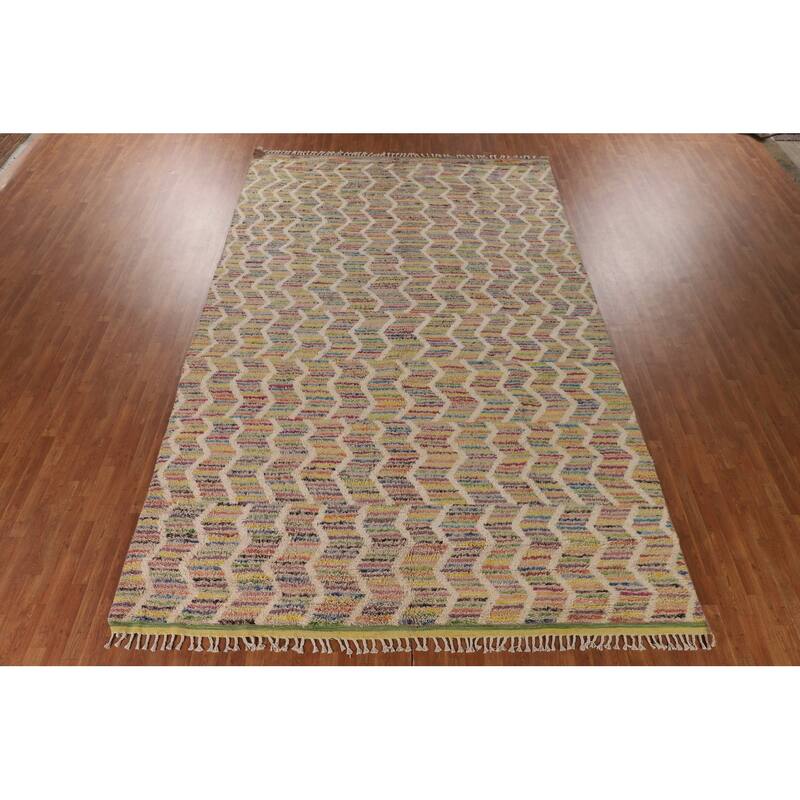 Moroccan Oriental Large Area Rug Hand-Knotted Wool Carpet - 9'4" x 14'10"