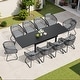 preview thumbnail 13 of 50, 5/7/11-Piece Set Outdoor Aluminum Extendable Patio Dining Set Rectangle Table with Rattan Chairs Grey - 106.2 in Table - 11pcs Set