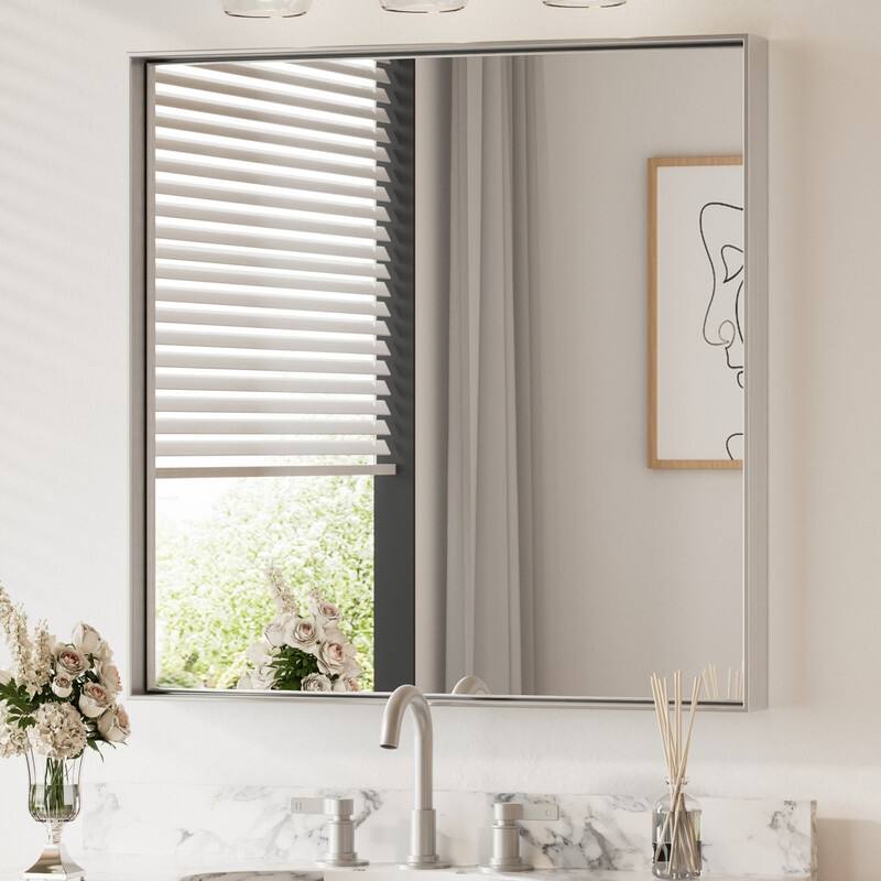 Keonjinn Aluminum Framed Wall Mount Bathroom Vanity Mirror