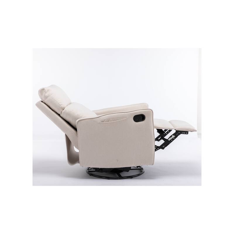 Cotton Linen Fabric Swivel Rocking Chair