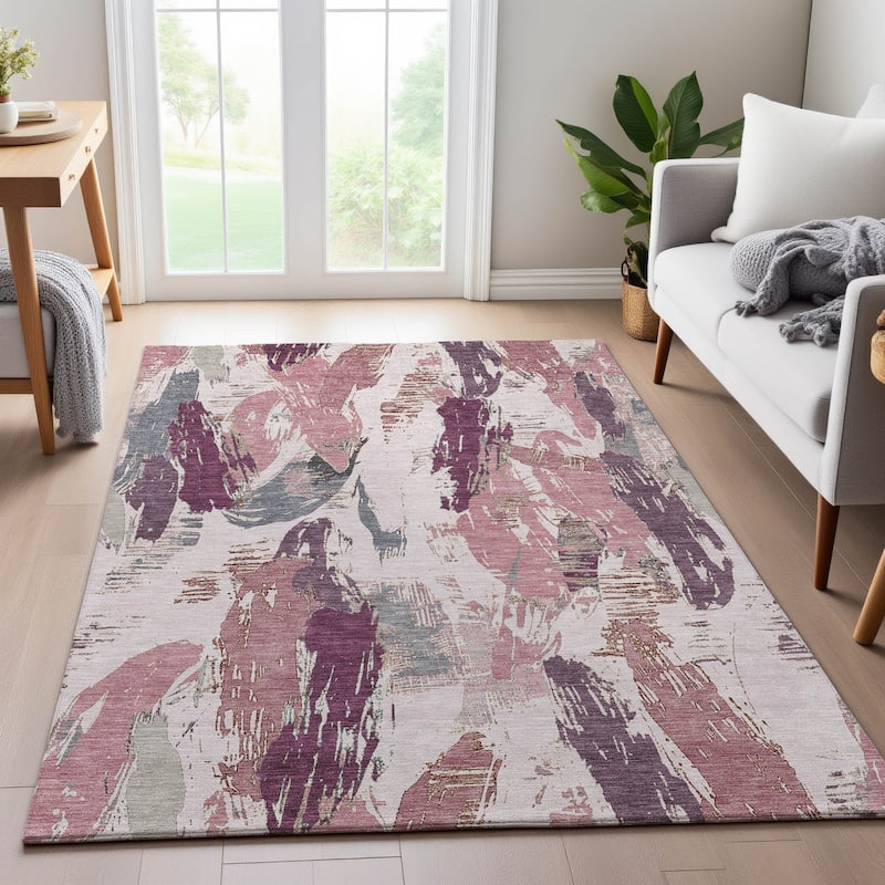 Premium Washable Super Soft Contemporary Strokes Mayfield Rug