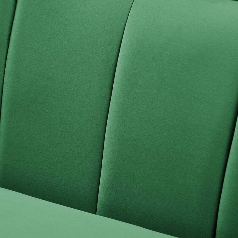 Tulsa Modern Green Velvet Upholstered Sofa with Gold Metal Legs