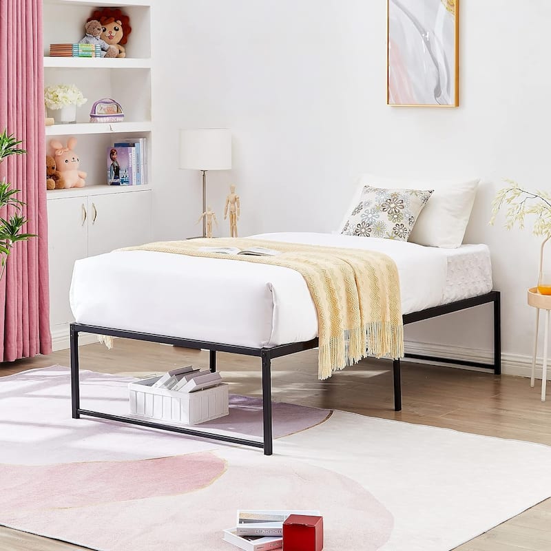 VECELO 14/16/18 inch Metal Platform Bed Frames Steel Slat,Mattress Foundation with Steel Slat Support/No Box Spring Needed
