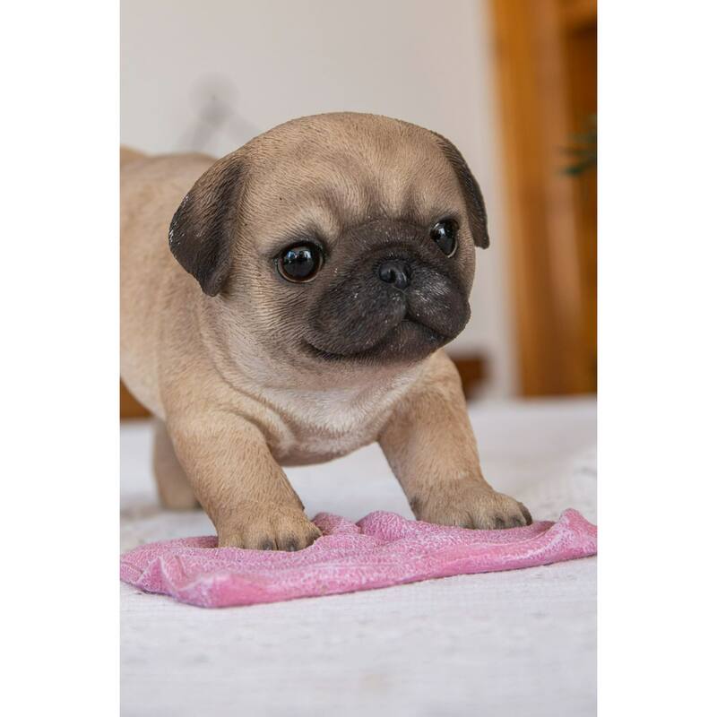 8" Mopping Pug Dog Outdoor Garden Statue