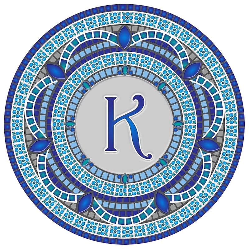 Custom Monogram Decorative Poolmat #1 - Mosaic Pool Art - 29" in Diameter - Letter "K"