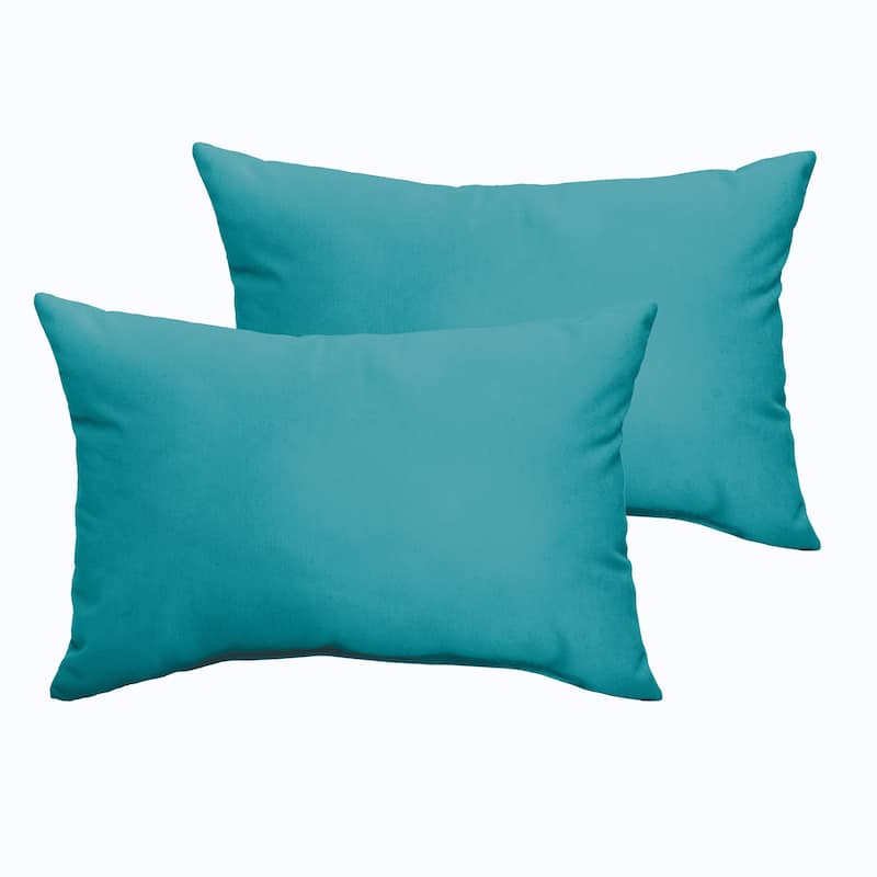 Sorra Home Sloane Aqua Blue Indoor/ Outdoor Knife Edge Pillow Set - 12 in x 24 in