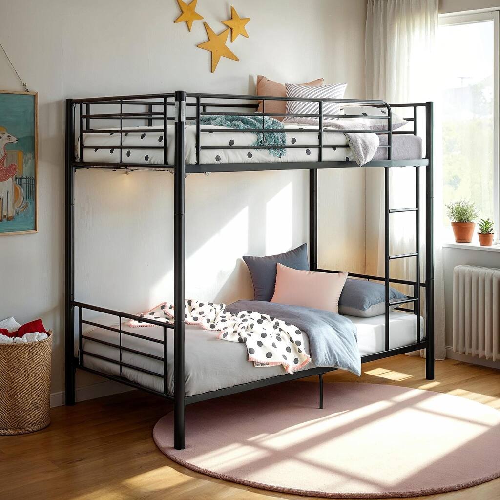 Walker Edison Abner Black Metal Twin over Twin Bunk Bed