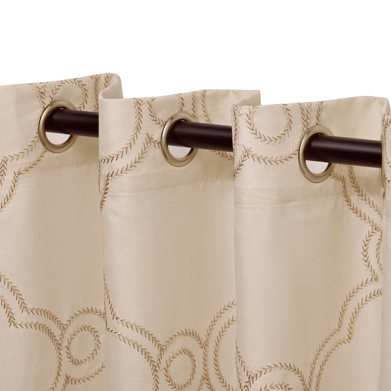 Superior Embroidered Sheer Grommet Curtain Panel (Set of 2) 52"x 84"