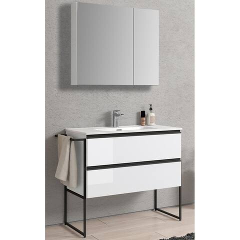 New York 40" Freestanding Bathroom Vanity Set w/ Mirror Cabinet