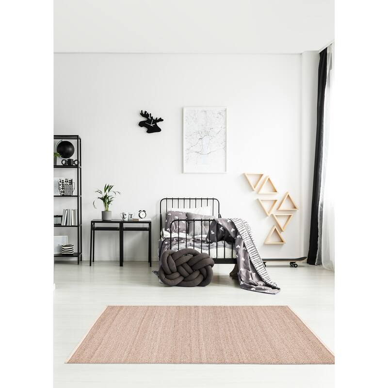 ECARPETGALLERY Flat-Weave Nevada Brown Wool Kilim - 5'3 x 7'9