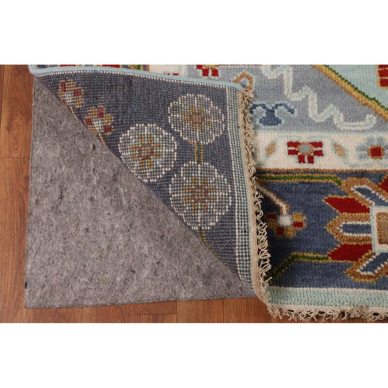 Light Blue Kazak Oriental Area Rug Handmade Wool Carpet - 7'10"x 9'10"