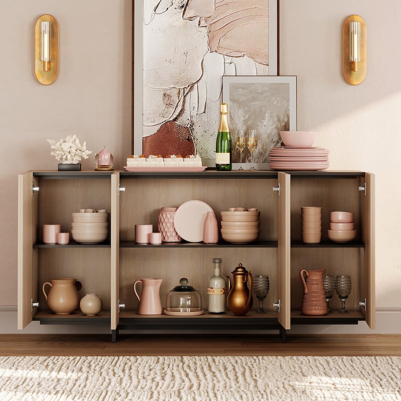 WAMPAT Buffet Cabinets, Modern Sideboard with Large Storage Space and T-Shaped Legs for Dinning Room, Kitchen