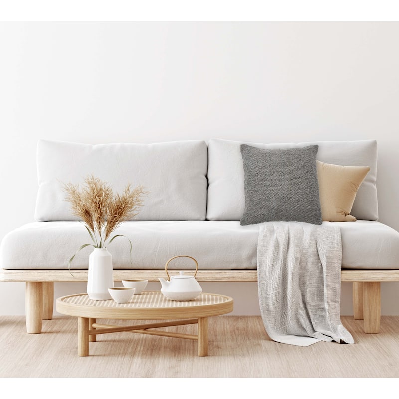 20" Square Boucle Cotton Pillow Cover