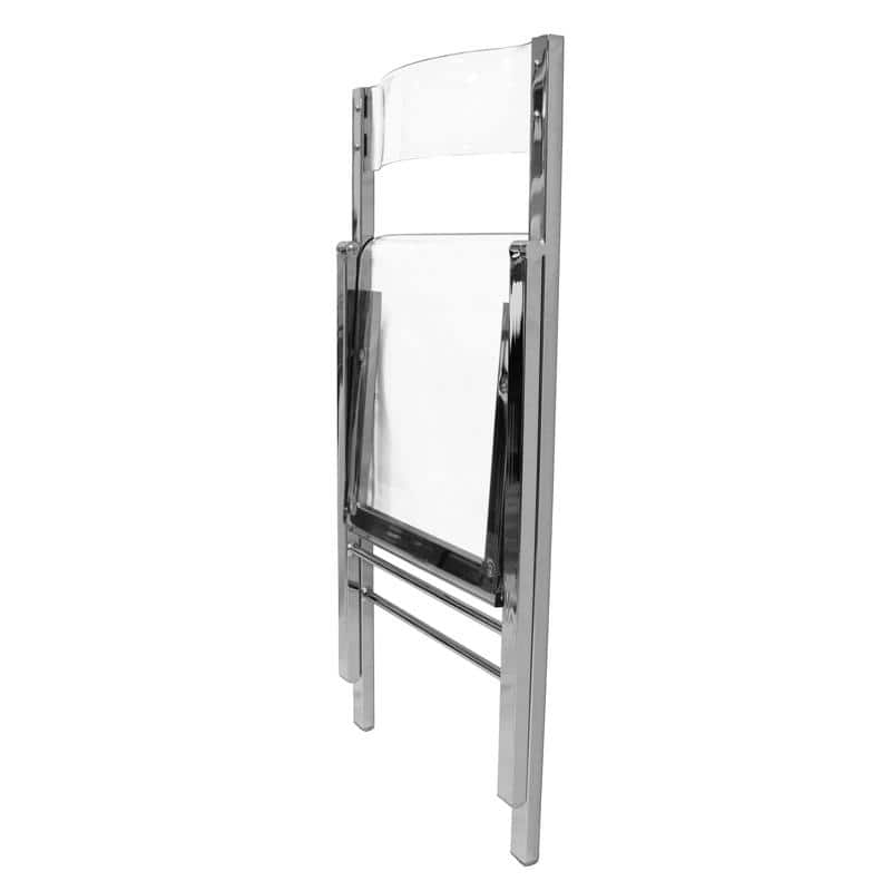 Menno Foldable Acrylic Dining Chair with Metal Frame – Modern Transparent Seat for Indoor Outdoor Kitchen Office or Events