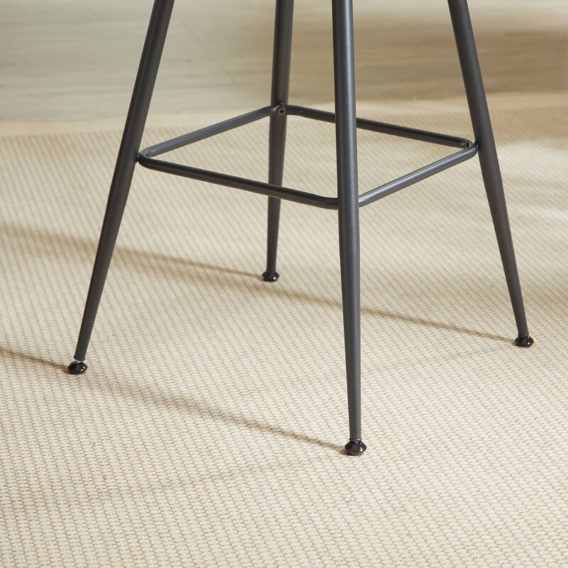 3-Piece Bar Table and Stool Set 31.5-inch round bar table with two stools Compact wooden dining bar with metal ring footrest