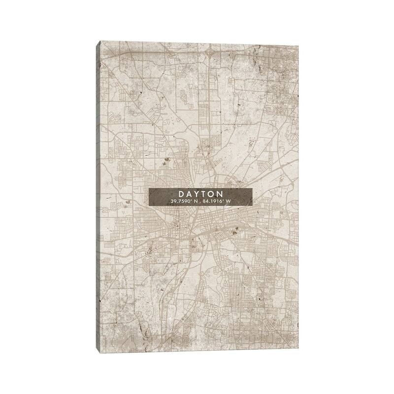 iCanvas "Dayton City Map Abstract Style" by WallDecorAddict Canvas Print