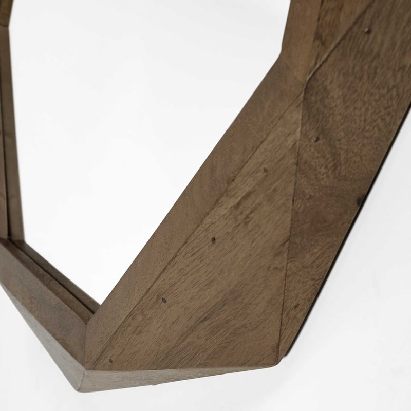 41" Octagon Brown Wood Frame Wall Wall Mirror - 41.0L x 2.3W x 41.0H