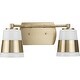 preview thumbnail 5 of 9, Haven Collection Two-Light Vintage Brass Opal Glass Luxe Industrial Bath Light - 16 in x 6.75 in x 7 in