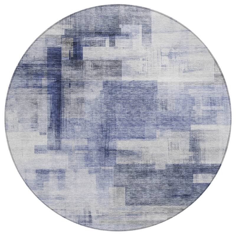 Machine Washable Indoor/ Outdoor Contemporary Abstract Chantille Rug
