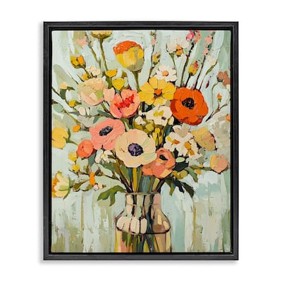 Stupell Painterly Bouquet Arrangement Framed Floater Canvas Wall Art Design By Franklyn Gregory