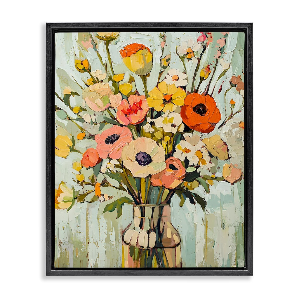 Stupell Painterly Bouquet Arrangement Framed Floater Canvas Wall Art Design By Franklyn Gregory