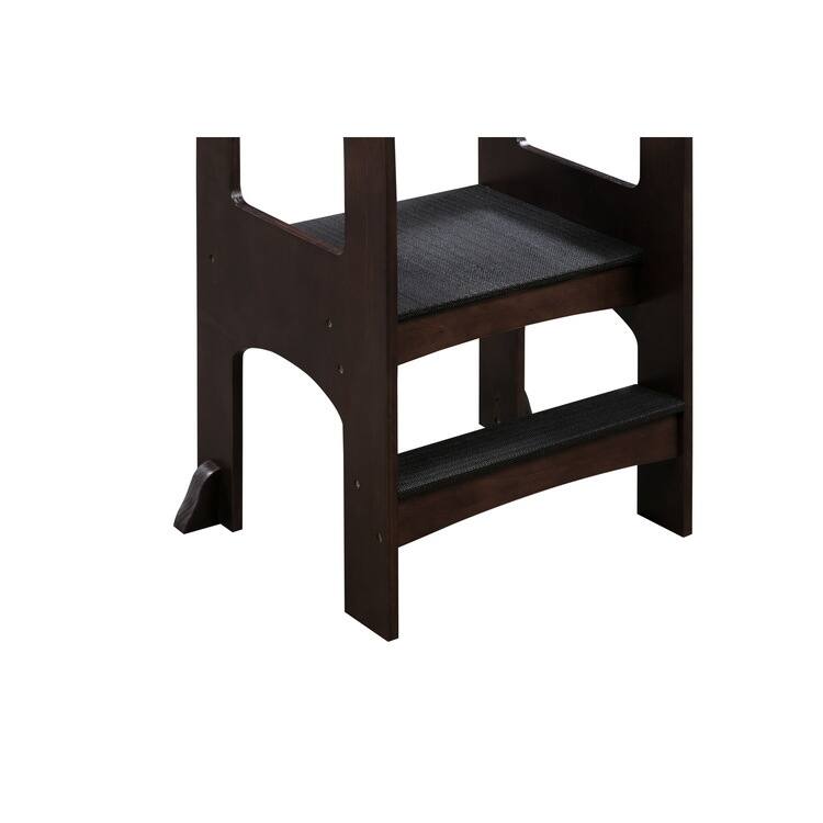 Kids Wooden Kitchen Step Stool with Safety Rails and Anti-Slip Mat, Kids Countertop Step Stools for Kids