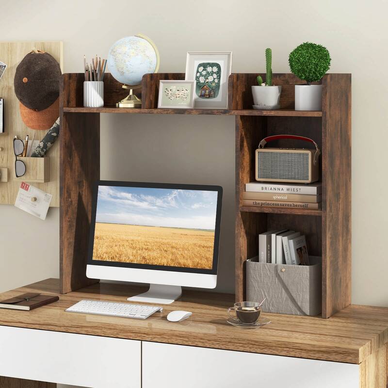 Costway Desk Bookshelf Desktop Storage Organizer Display Shelf Rack