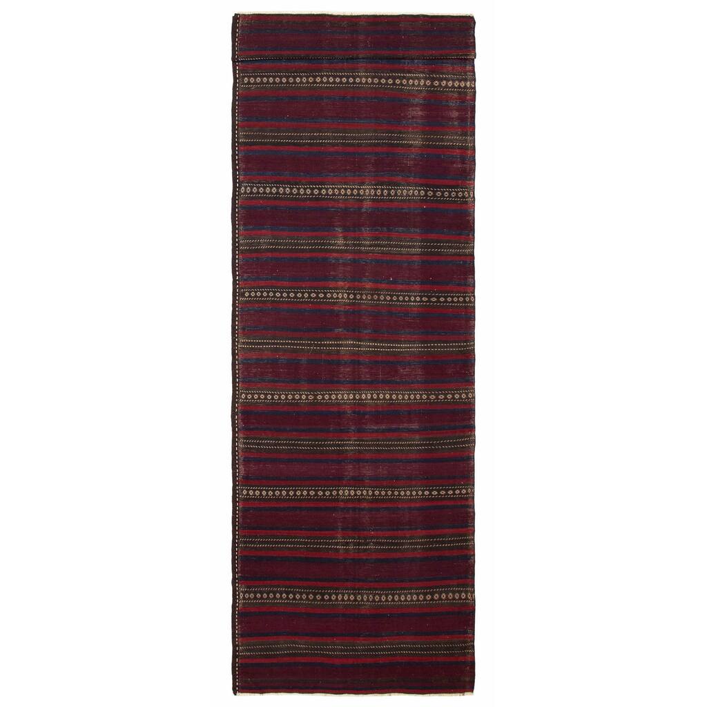 ECARPETGALLERY Flat-Weave Shirvan Red Wool Kilim - 4'8 x 14'5