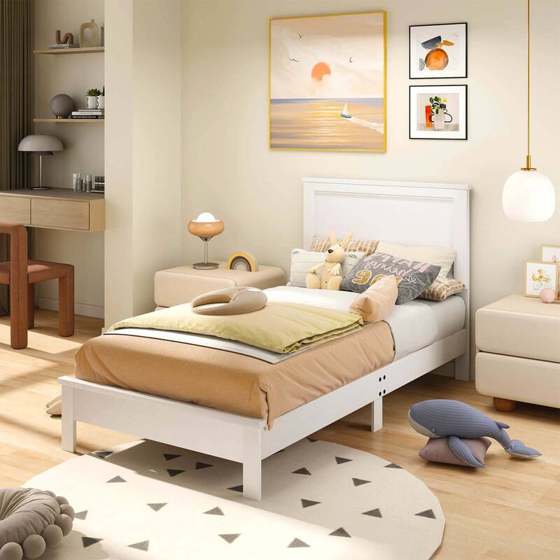 Wood Bed Frame Platform Bed Solid Wood Legs Mattress Foundation